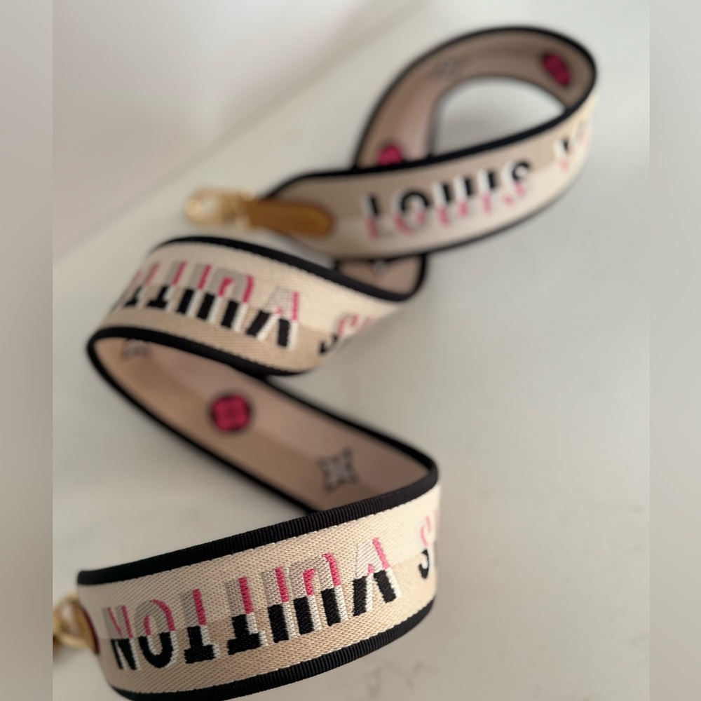 Louis Vuitton Jacquard Speedy Bandoulière 20 Shoulder Strap BLK/Pink ~ NWOT 42” - Picture 7 of 11